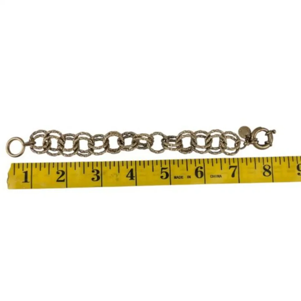 J.Crew Archive Chunky Multi-Link Twine Rope Chain Bracelet Bronze Antiqued